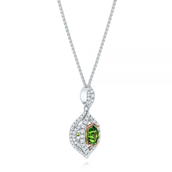 18k Rose Gold 18k Rose Gold Two-tone Tsavorite And Diamond Pendant - Flat View -  106852