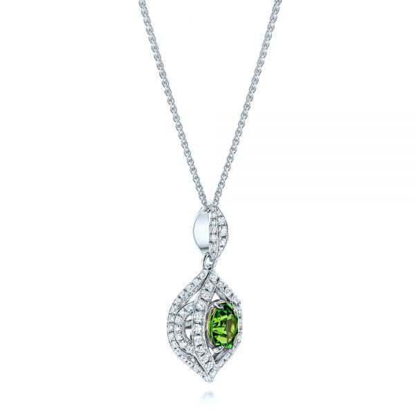  Platinum Platinum Two-tone Tsavorite And Diamond Pendant - Flat View -  106852