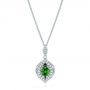  Platinum Platinum Two-tone Tsavorite And Diamond Pendant - Three-Quarter View -  106852 - Thumbnail