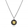 Two-tone Flower And Diamond Pendant - Three-Quarter View -  107253 - Thumbnail