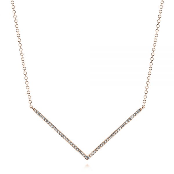 18k Rose Gold 18k Rose Gold V-shaped Diamond Necklace - Three-Quarter View -  105292