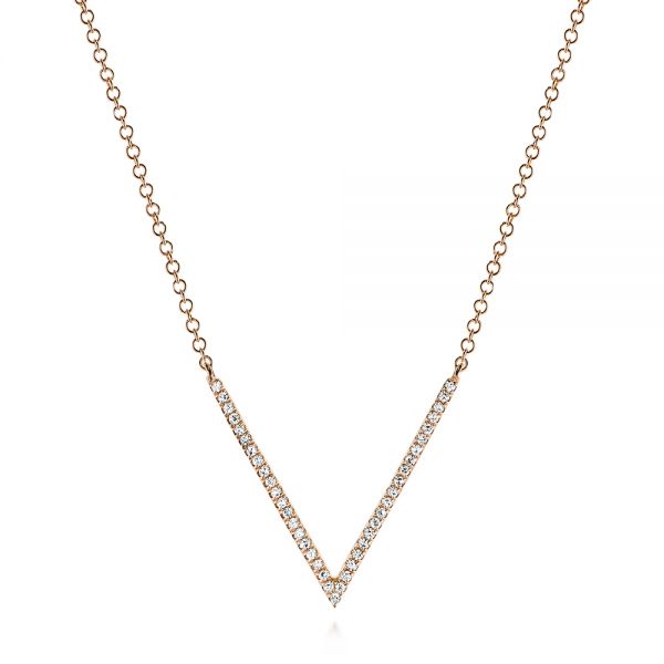 14k Rose Gold 14k Rose Gold V-shaped Diamond Necklace - Three-Quarter View -  105293