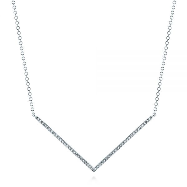  Platinum Platinum V-shaped Diamond Necklace - Three-Quarter View -  105292