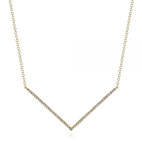 14k Yellow Gold 14k Yellow Gold V-shaped Diamond Necklace - Three-Quarter View -  105292
