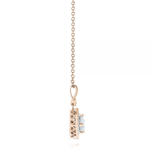 14k Rose Gold 14k Rose Gold Vintage Diamond Halo Pendant - Side View -  103989 - Thumbnail