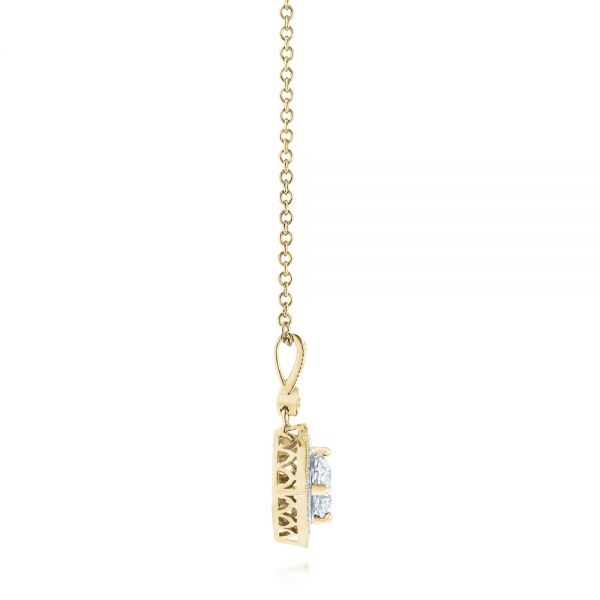 18k Yellow Gold 18k Yellow Gold Vintage Diamond Halo Pendant - Side View -  103989 - Thumbnail