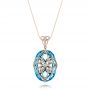 14k Rose Gold Vintage Filigree Blue Topaz And Diamond Pendant - Vanna K