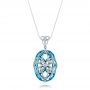  Platinum Vintage Filigree Blue Topaz And Diamond Pendant - Vanna K