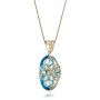 14k Yellow Gold 14k Yellow Gold Vintage Filigree Blue Topaz And Diamond Pendant - Vanna K - Flat View -  101859 - Thumbnail