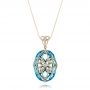 18k Yellow Gold Vintage Filigree Blue Topaz And Diamond Pendant - Vanna K