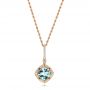 18k Rose Gold 18k Rose Gold Vintage-inspired Aquamarine And Diamond Pendant - Three-Quarter View -  103753 - Thumbnail