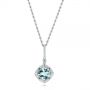  Platinum Platinum Vintage-inspired Aquamarine And Diamond Pendant - Three-Quarter View -  103753 - Thumbnail