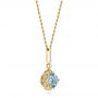 18k Yellow Gold 18k Yellow Gold Vintage-inspired Aquamarine And Diamond Pendant - Front View -  103753 - Thumbnail