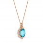 18k Rose Gold 18k Rose Gold Vintage-inspired Blue Topaz And Diamond Pendant - Flat View -  105427 - Thumbnail