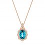18k Rose Gold 18k Rose Gold Vintage-inspired Blue Topaz And Diamond Pendant - Three-Quarter View -  105427 - Thumbnail