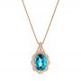 14k Rose Gold 14k Rose Gold Vintage-inspired Blue Topaz And Diamond Pendant - Three-Quarter View -  105427 - Thumbnail