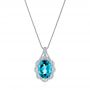  Platinum Platinum Vintage-inspired Blue Topaz And Diamond Pendant - Three-Quarter View -  105427 - Thumbnail