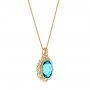 14k Yellow Gold 14k Yellow Gold Vintage-inspired Blue Topaz And Diamond Pendant - Flat View -  105427 - Thumbnail