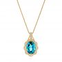 18k Yellow Gold 18k Yellow Gold Vintage-inspired Blue Topaz And Diamond Pendant - Three-Quarter View -  105427 - Thumbnail
