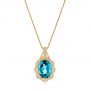 18k Yellow Gold 18k Yellow Gold Vintage-inspired Blue Topaz And Diamond Pendant - Three-Quarter View -  105427 - Thumbnail