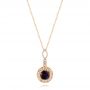 14k Rose Gold Vintage-inspired Diamond And Iolite Pendant - Three-Quarter View -  103432 - Thumbnail