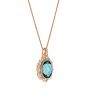 14k Rose Gold Vintage-inspired London Blue Topaz And Diamond Pendant - Flat View -  105428 - Thumbnail