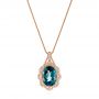 14k Rose Gold Vintage-inspired London Blue Topaz And Diamond Pendant