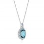 18k White Gold 18k White Gold Vintage-inspired London Blue Topaz And Diamond Pendant - Flat View -  105428 - Thumbnail