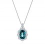 14k White Gold Vintage-inspired London Blue Topaz And Diamond Pendant