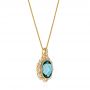 18k Yellow Gold 18k Yellow Gold Vintage-inspired London Blue Topaz And Diamond Pendant - Flat View -  105428 - Thumbnail