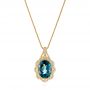 18k Yellow Gold 18k Yellow Gold Vintage-inspired London Blue Topaz And Diamond Pendant - Three-Quarter View -  105428 - Thumbnail