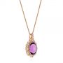 14k Rose Gold 14k Rose Gold Vintage-inspired Oval Amethyst And Diamond Pendant - Flat View -  105426 - Thumbnail