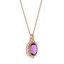 14k Rose Gold 14k Rose Gold Vintage-inspired Oval Amethyst And Diamond Pendant - Flat View -  105426 - Thumbnail