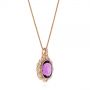 18k Rose Gold 18k Rose Gold Vintage-inspired Oval Amethyst And Diamond Pendant - Flat View -  105426 - Thumbnail