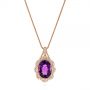 14k Rose Gold 14k Rose Gold Vintage-inspired Oval Amethyst And Diamond Pendant - Three-Quarter View -  105426 - Thumbnail
