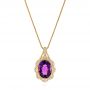 14k Yellow Gold Vintage-inspired Oval Amethyst And Diamond Pendant - Three-Quarter View -  105426 - Thumbnail