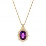 14k Yellow Gold Vintage-inspired Oval Amethyst And Diamond Pendant - Three-Quarter View -  105426 - Thumbnail