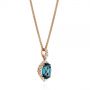 14k Rose Gold Vintage-inspired Oval London Blue Topaz And Diamond Pendant - Flat View -  105433 - Thumbnail