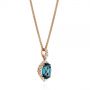 18k Rose Gold 18k Rose Gold Vintage-inspired Oval London Blue Topaz And Diamond Pendant - Flat View -  105433 - Thumbnail