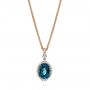 18k Rose Gold 18k Rose Gold Vintage-inspired Oval London Blue Topaz And Diamond Pendant - Three-Quarter View -  105433 - Thumbnail