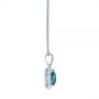 18k White Gold 18k White Gold Vintage-inspired Oval London Blue Topaz And Diamond Pendant - Side View -  105433 - Thumbnail