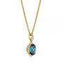18k Yellow Gold 18k Yellow Gold Vintage-inspired Oval London Blue Topaz And Diamond Pendant - Flat View -  105433 - Thumbnail