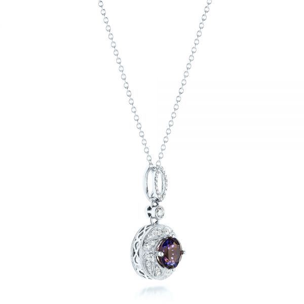  Platinum Platinum Vintage-inspired Diamond And Iolite Pendant - Flat View -  103432