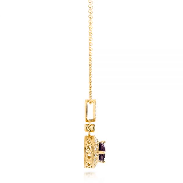 18k Yellow Gold 18k Yellow Gold Vintage-inspired Diamond And Iolite Pendant - Side View -  103432