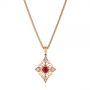 14k Rose Gold 14k Rose Gold Vintage-inspired Ruby And Diamond Filigree Pendant - Three-Quarter View -  106007 - Thumbnail
