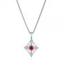  Platinum Platinum Vintage-inspired Ruby And Diamond Filigree Pendant - Three-Quarter View -  106007 - Thumbnail