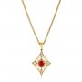 Vintage-inspired Ruby And Diamond Filigree Pendant - Three-Quarter View -  106007 - Thumbnail
