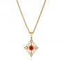 14k Yellow Gold 14k Yellow Gold Vintage-inspired Ruby And Diamond Filigree Pendant - Three-Quarter View -  106007 - Thumbnail