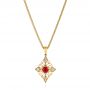 14k Yellow Gold 14k Yellow Gold Vintage-inspired Ruby And Diamond Filigree Pendant - Three-Quarter View -  106007 - Thumbnail