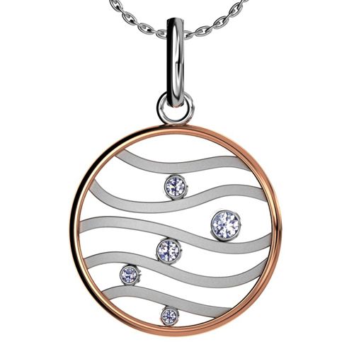 Waves Diamond Pendant - Flat View -  958 - Thumbnail